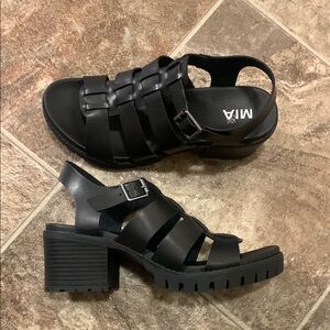 MIA Black Chunky Heel Sandals